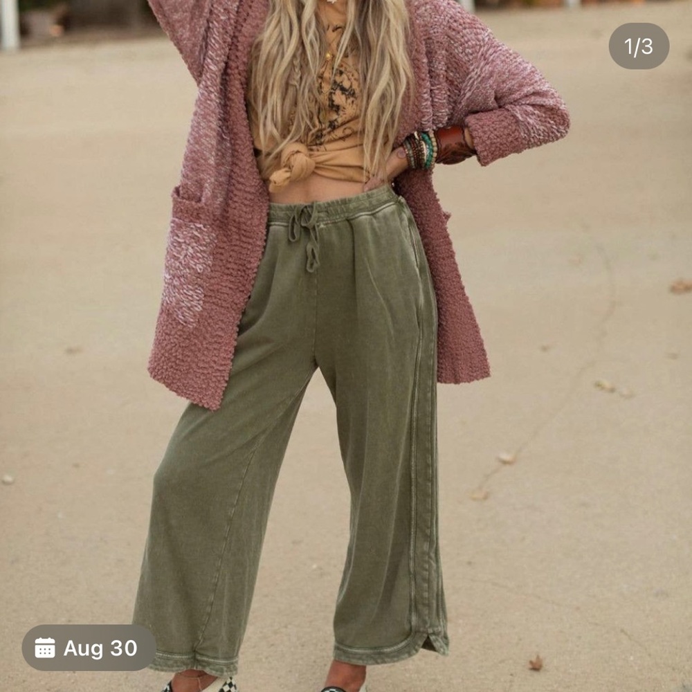 Olive Wide Leg Lounge Pants
